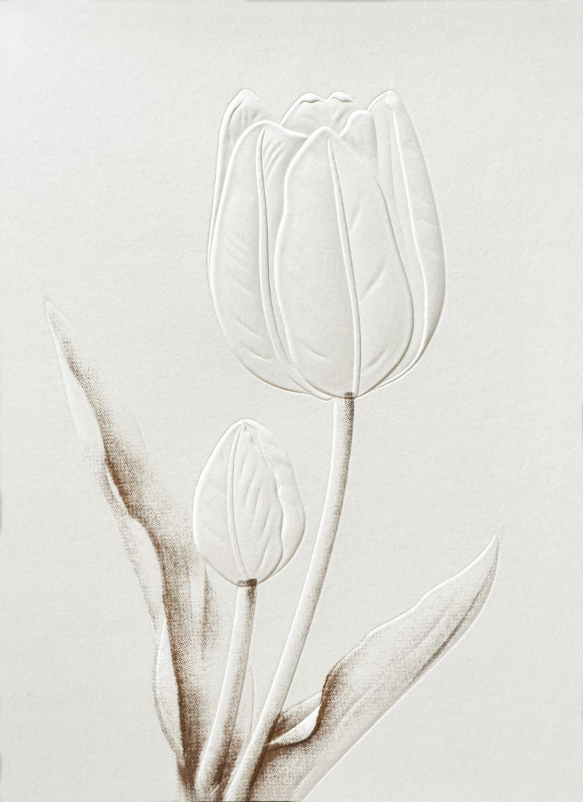 Greeting Card, White Flower Embossed - (Blank)