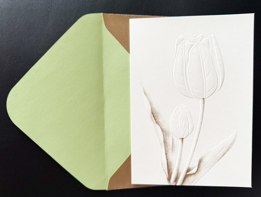 Greeting Card, White Flower Embossed - (Blank)