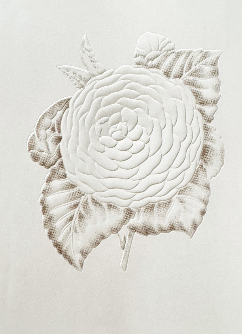 Greeting Card, White Flower Embossed - (Blank)