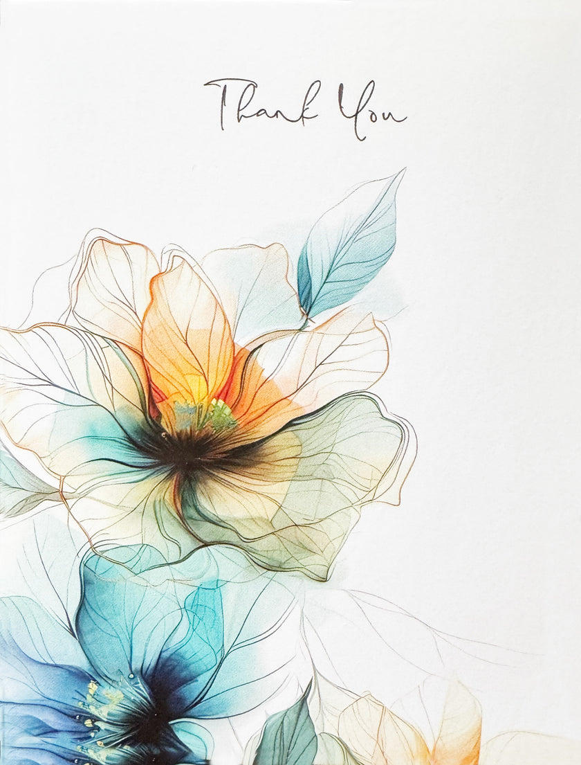 Greeting Card, Dreamy Flowers - Thank You (Blank)
